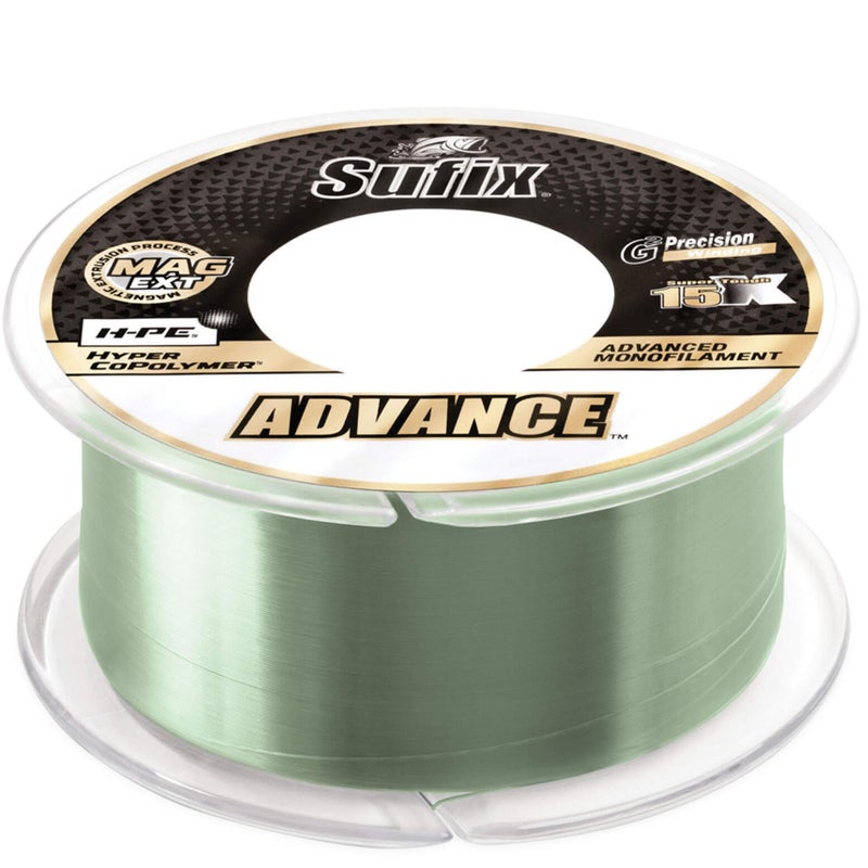 Sufix, Advance Monofilament Line, 6 lbs Tested, .010" Diameter, 330 Yards, Low Vis Green - Image 1